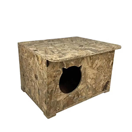 Reyo Kedi Evi Dış Ortam Uygun Ahşap Kedi Evi OSB 50x35x30 cm - CAT13