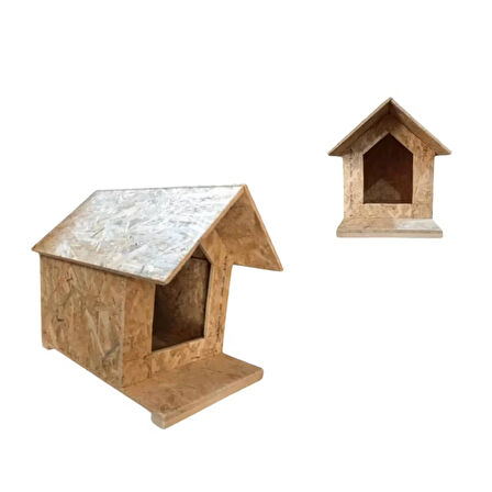 Reyo Kedi Evi Dış Ortam Uygun Ahşap Kedi Evi OSB 45x40x40 cm - CAT20