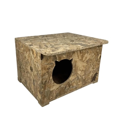 Reyo Büyük Boy Kedi Evi, Dış Ortama Uygun OSB Sokak Canları İçin Kedi Barınağı 60x45x40 cm CAT23
