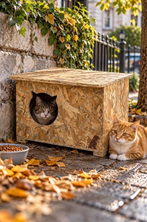Reyo Büyük Boy Kedi Evi, Dış Ortama Uygun OSB Sokak Canları İçin Kedi Barınağı 60x45x40 cm CAT23