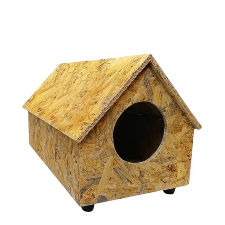 Reyo Yetişkin Kedi Evi Dış Ortama Uygun Ahşap Kedi Evi OSB, Kedi Barınağı 55x40x40 cm Kedi Yuvası CAT33