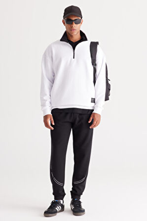 Loose Fit Bato Yaka Baskılı Sweatshirt
