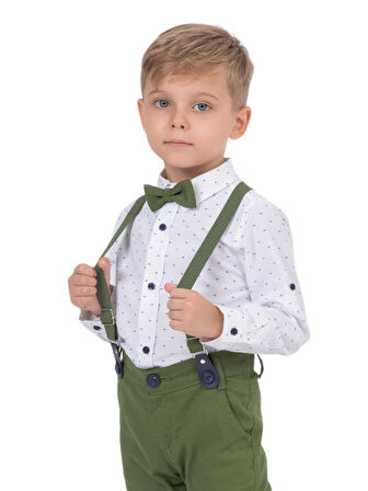 YAPRAK DESENLİ GÖMLEKLİ SALOPET ERKEK TAKIM