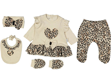 LEOPAR DESENLİ 5'Lİ KIZ ZIBIN SETİ