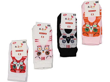 KIZ ÇOCUK DESENLİ PATİK ÇORAP (4 ADET)