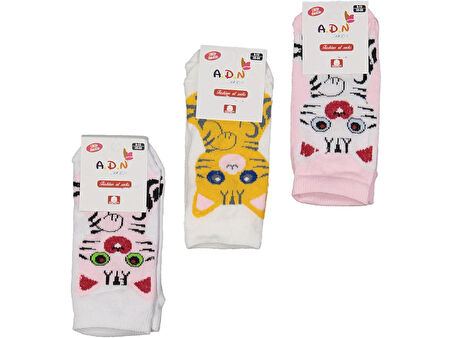 KIZ ÇOCUK DESENLİ PATİK ÇORAP (4 ADET)