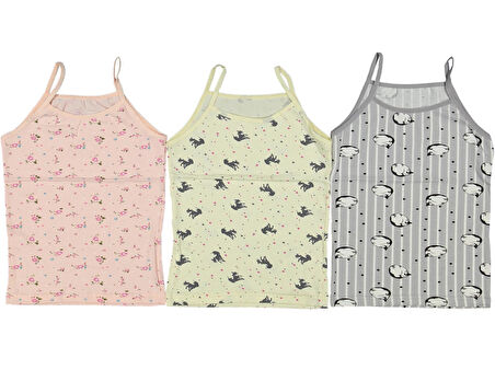 DESENLİ İP ASKILI KIZ ATLET (3 ADET)