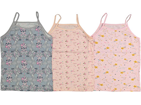 DESENLİ İP ASKILI KIZ ATLET (3 ADET)