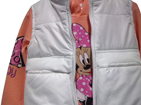 MINNIE BASKILI YELEKLİ KIZ TAKIM