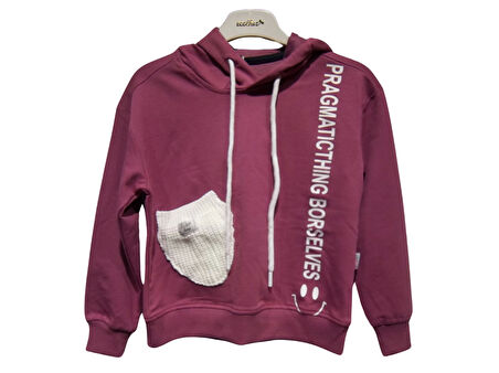 TRİKO CEPLİ KAPÜŞONLU KIZ SWEATSHIRT