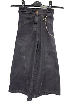 ZİNCİR AKSESUARLI GENİŞ PAÇA JEANS KIZ PANTOLON