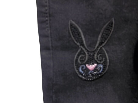 TAVŞAN NAKIŞLI TAŞ İŞLEMELİ JEANS KIZ PANTOLON