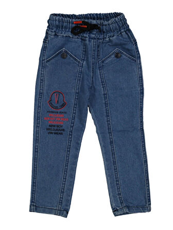BEL BAĞCIKLI BASKILI JEANS ERKEK PANTOLON