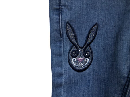 TAVŞAN NAKIŞLI TAŞ İŞLEMELİ JEANS KIZ PANTOLON