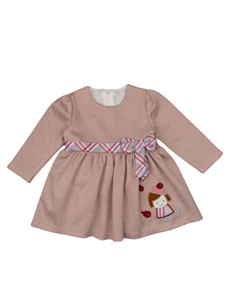 NAKIŞLI FİYONKLU KIZ ELBİSE