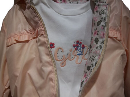 GIRL NAKIŞLI KAPÜŞONLU YAĞMURLUKLU KIZ TAKIM