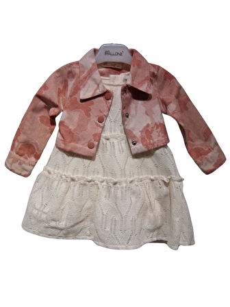 GÜPÜR ELBİSELİ CEKETLİ KIZ TAKIM