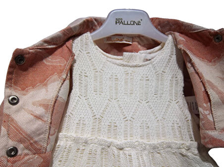 GÜPÜR ELBİSELİ CEKETLİ KIZ TAKIM