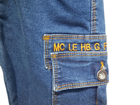 BEL BAĞCIKLI KARGO CEPLİ NAKIŞLI JEANS PANTOLON