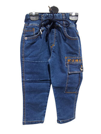 BEL BAĞCIKLI KARGO CEPLİ NAKIŞLI JEANS PANTOLON