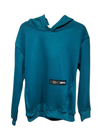 BRAND BASKILI KAPÜŞONLU ERKEK SWEATSHIRT
