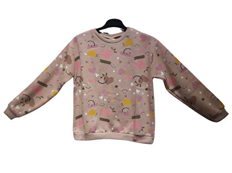 KALP BASKILI KIZ SWEATSHIRT