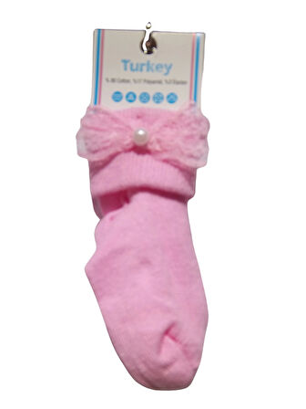 KIZ BEBEK İNCİ AKSESUARLI SOKET ÇORAP