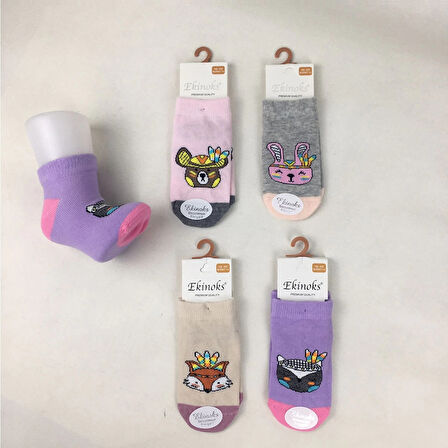 KIZ ÇOCUK DESENLİ PATİK ÇORAP (4 ADET)