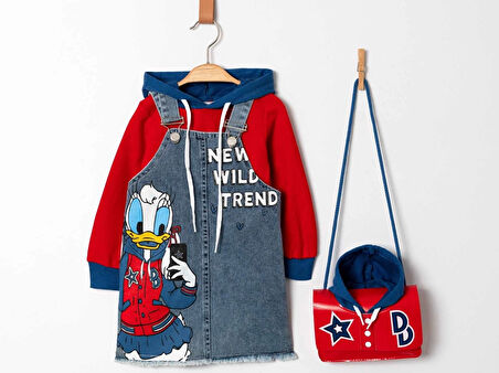 DAISY BASKILI ÇANTALI JİLELİ JEANS KIZ TAKIM