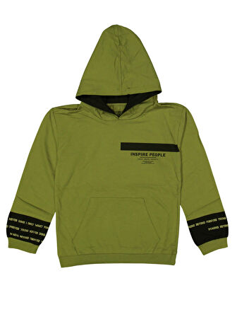 INSPIRE PEOPLE BASKILI KAPÜŞONLU ERKEK SWEATSHIRT