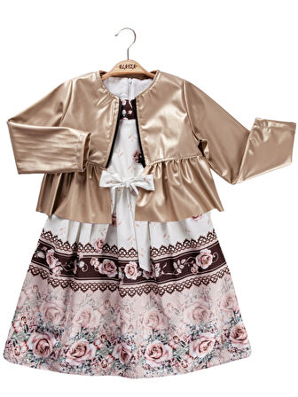 ÇİÇEK DESENLİ CEKETLİ KIZ ELBİSE