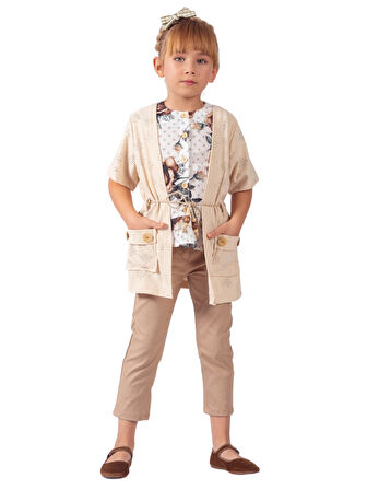 HIRKALI KETEN PANTOLONLU 3'LÜ KIZ TAKIM