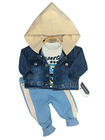 JEANS CEKETLİ KAPÜŞONLU ERKEK TAKIM