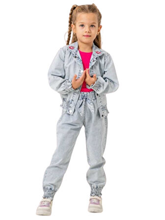 JEANS CEKETLİ 3'LÜ KIZ TAKIM