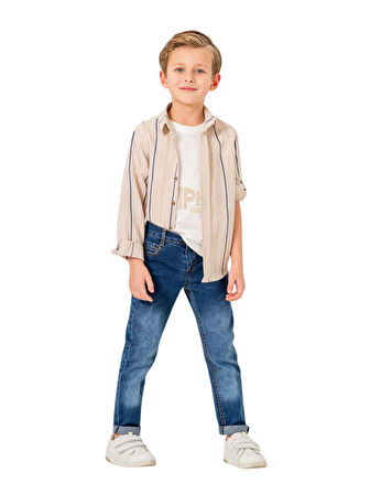 JEANS PANTOLONLU ÇİZGİLİ GÖMLEKLİ 3'LÜ ERKEK TAKIM