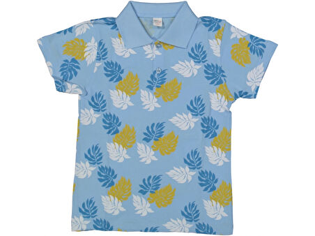 YAPRAK DESENLİ POLO YAKA ERKEK T-SHIRT