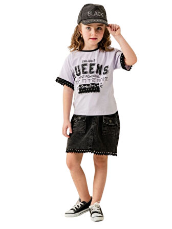 QUEENS BASKILI ŞAPKALI KIZ TAKIM