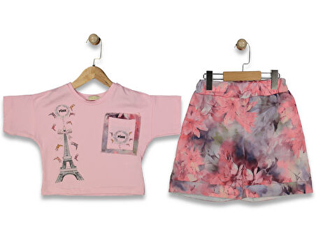 EIFFEL BASKILI ŞORTLU KIZ TAKIM