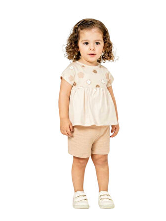 PAPATYALI ŞORTLU KIZ BEBEK TAKIM
