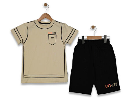 ON-OFF BASKILI ŞORTLU Erkek Çocuk  TAKIM