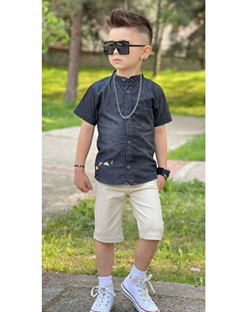 JEANS GÖMLEKLİ KAPRİLİ Erkek Çocuk  TAKIM