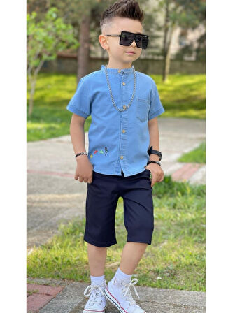 JEANS GÖMLEKLİ KAPRİLİ ERKEK TAKIM