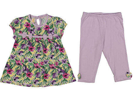 ÇİÇEK DESENLİ FİYONKLU KIZ TAKIM