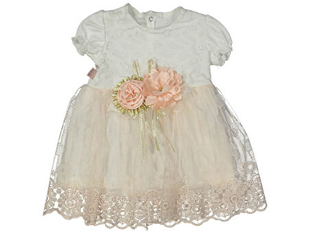 ÇİÇEKLİ TÜLLÜ KIZ ELBİSE