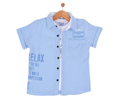 RELAX BASKILI T-SHIRTLÜ MÜSLİN ERKEK GÖMLEK