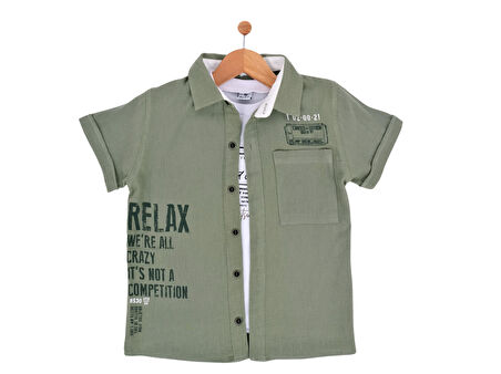 RELAX BASKILI T-SHIRTLÜ MÜSLİN ERKEK GÖMLEK