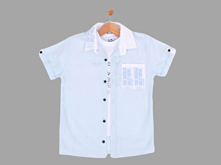 CEP-YAKA BASKILI T-SHIRTLÜ MÜSLİN ERKEK GÖMLEK