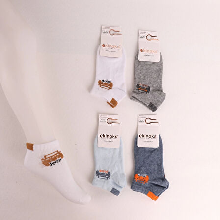 ERKEK ÇOCUK JEEP DESEN PATİK ÇORAP (4 ADET)