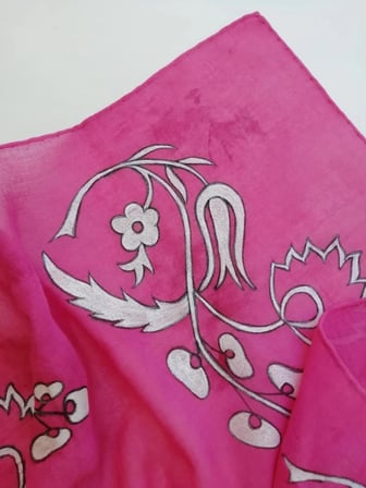 Kare Pamuklu Bandana, El Boyaması Ve Tahta Baskılı Bandana, Fular , Moli Tasarım