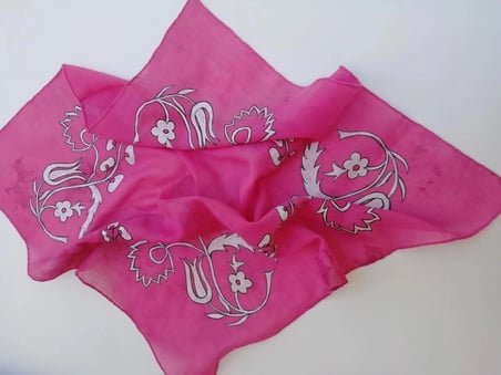 Kare Pamuklu Bandana, El Boyaması Ve Tahta Baskılı Bandana, Fular , Moli Tasarım